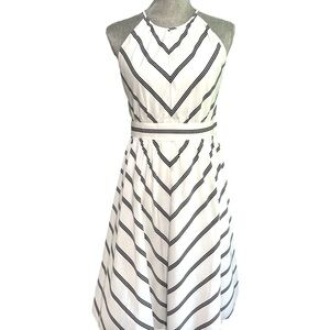 Ann Taylor Black and White Halter A-Line Dress